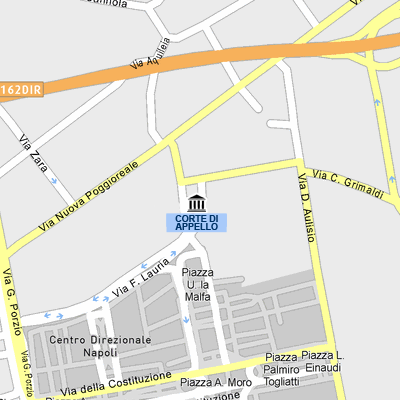 Mappa cartografica di Napoli centrata sulla sezione penale della Corte di Appello di Napoli ubicata in Piazza Cenni - Nuovo Palazzo di Giustizia