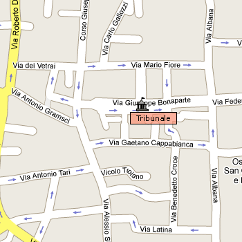 Mappa cartografica di Santa Maria Capua Vetere centrata sul Tribunale ubicato in Piazza Resistenza